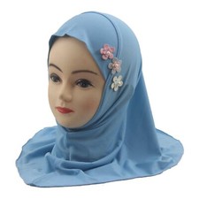 2-6Y Children Girls Muslim Headscarf Wrap Shawl Kids Pull On Amira One Piece Hat