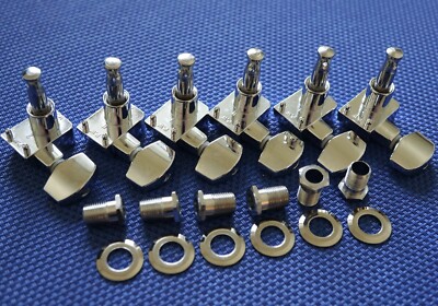 6 Fender Logo In Line Player Series Jazzmaster TUNERS TUNING PEGS Guitar Chrome