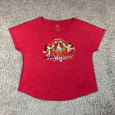 DISNEY PARKS Red Mickeys Very Mery Chirstmas Pary 2018 Graphic Tee Womens 2XL