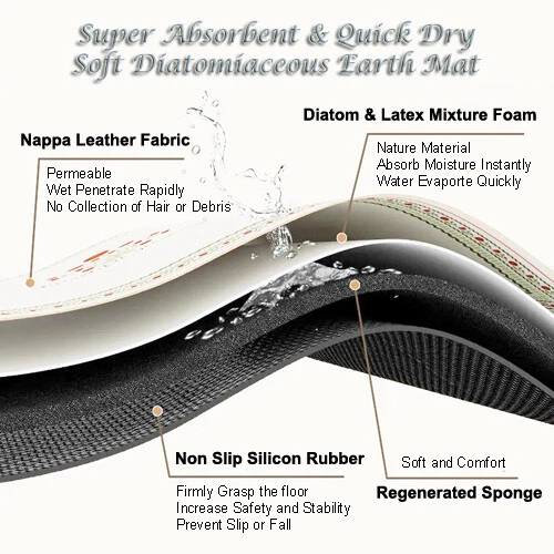 Alfombra de baño antideslizante absorbente diatomeas tierra ciervo piso alfombra secado rápido alfombra Foto 4 de 4
