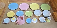 16 Piece Ceramic Multicolor Child Play Dinner Ware Set; Incomplete