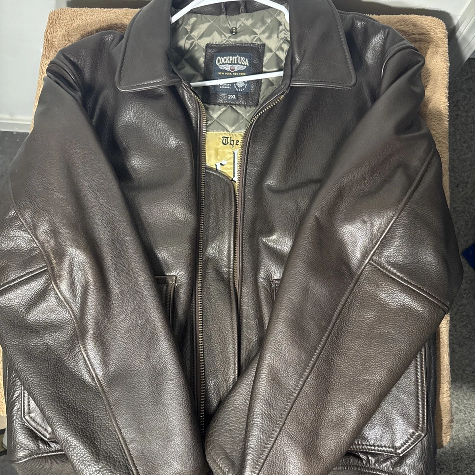 Cockpit США G-1 Bomber куртка 2XL коричневый кожаный специальный выпуск Z201035MCW - Изображение 3 из 4