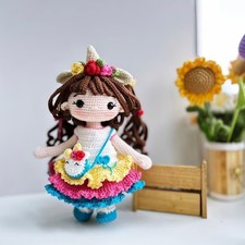 July Crochet Doll, Handmade Crochet Amigurumi Doll Gift, Amigurumi Doll