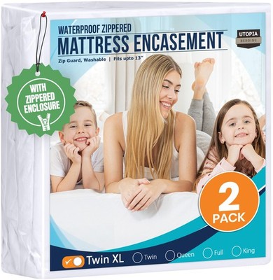Mattress Protector Zippered Twin XL Size (Pack of 2), 100% Waterproof Bed Bug...