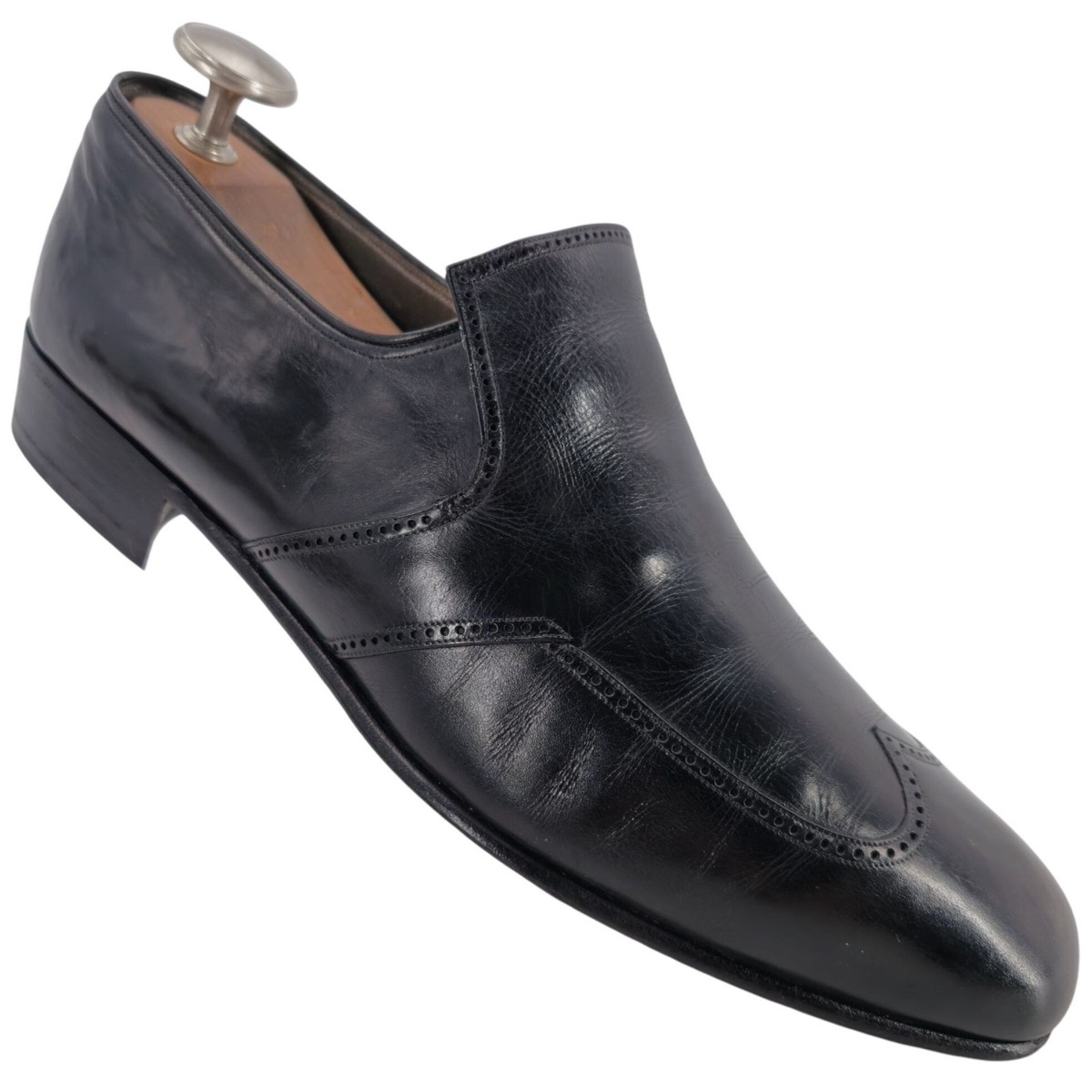 Mens - Made in Italy- Size 10.5 - Leather - Worn Once Casual Shoe Dress Sneakers Black With White Outsole – Ace Marks main image 4