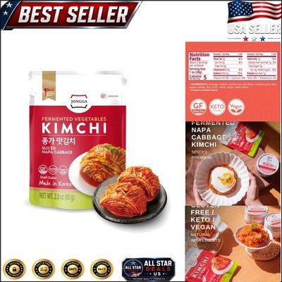 Spicy  Fermented Kimchi - 8 Fun Size Pouches,  & Gluten-Free