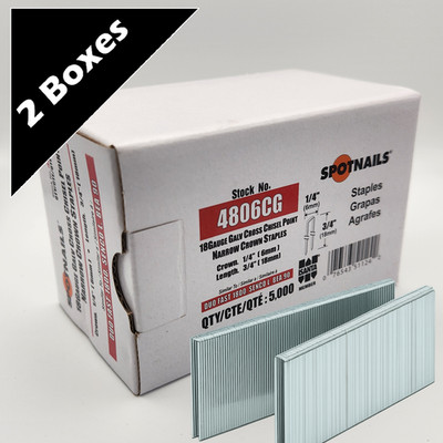 2 BOXES - Spotnails 4806CG 18G Gauge 3/4'' Staples 5000/box 1/4 Cr. CROSS POINT