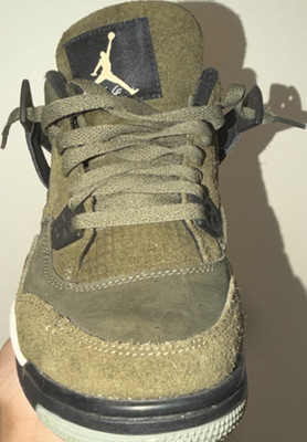 Jordan Air Jordan 4 Suede Mid Top Sneaker Green/Black/White Kids 6.5Y
