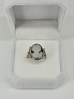 Vintage 925 Sterling Silver Black Onyx? Cameo Ring Lady Profile Size 5