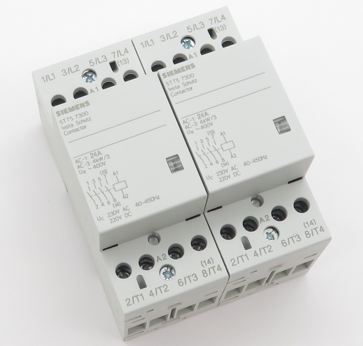 2x installation contactor Siemens 5TT57300 Insta contactor 230V AC 220V DC 24A 4S 4NO
