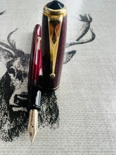 Conway Stewart 28 fountain pen,14k EF nib, red herringbone pattern, box,serviced