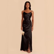 Birdy Grey Lydia bridesmaid dress in Shiny Satin Black, size L