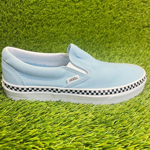 Vans Classic Slip-On Check Foxing Womens Size 8.5 Blue Athletic Shoes Sneakers