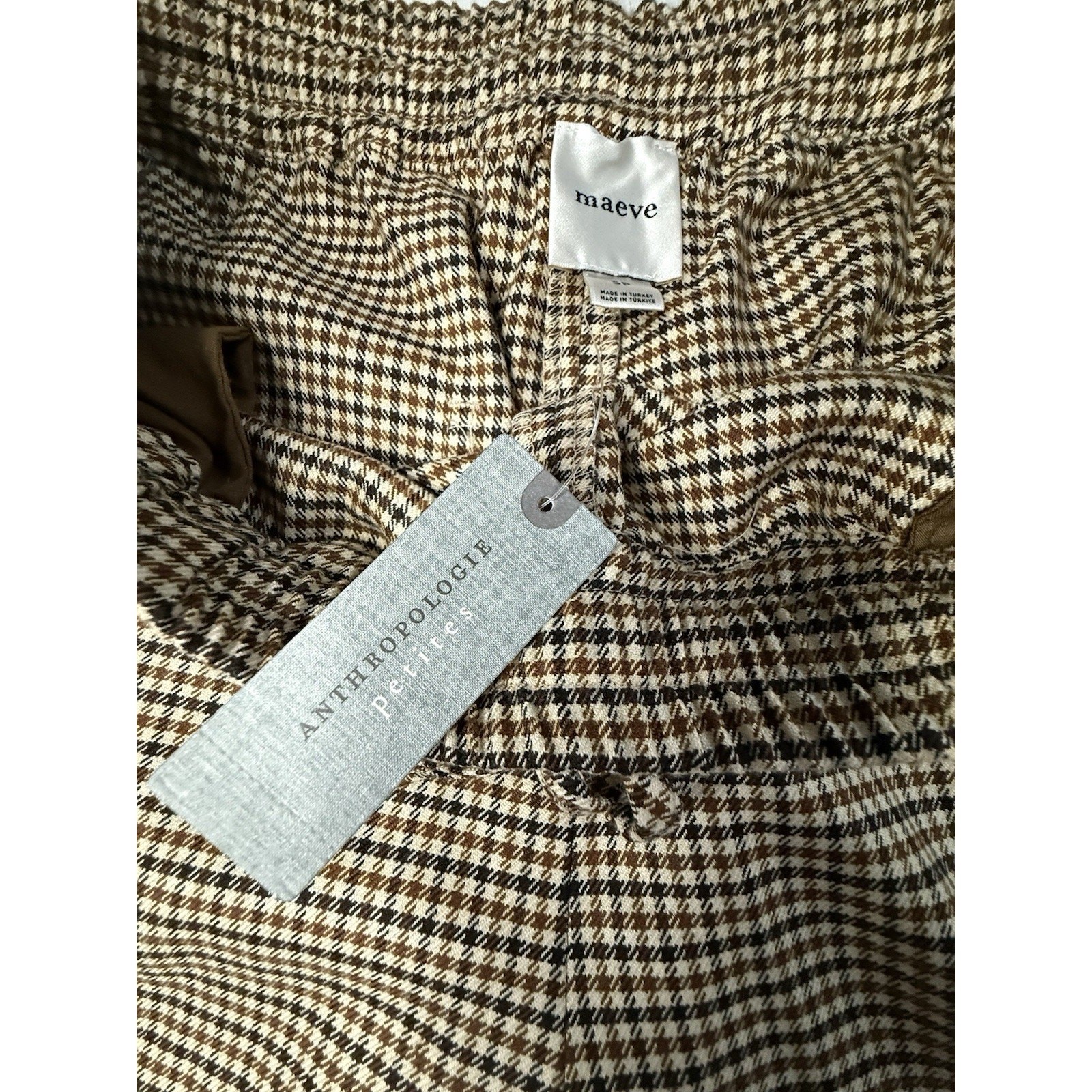 NWT Maeve Anthropologie Petites Houndstooth Wide Leg Pants Trousers Small image 4