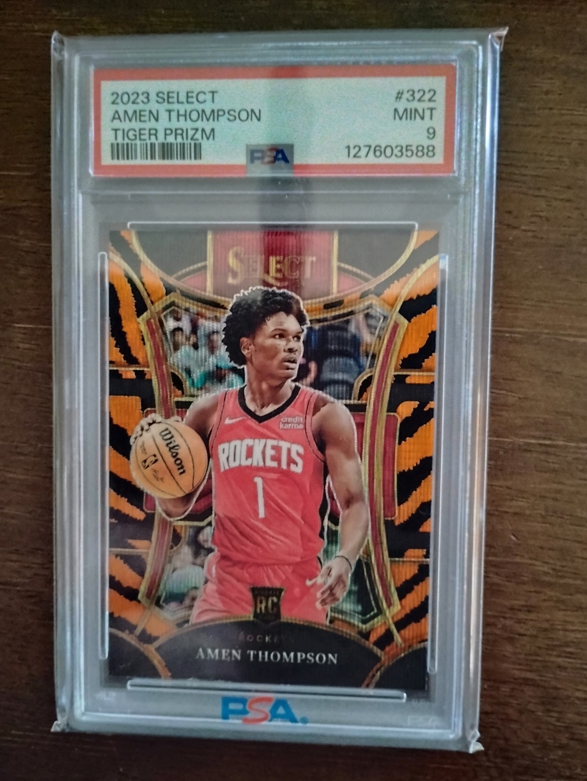 2023-24 Panini Select - Mezzanine Level Amen Thompson #322 Tiger Prizm (RC) PSA9