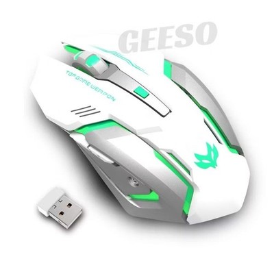 GEESO T1 Wireless White Mouse 2.4G Computer Mouse Laptop USB Rechargeable