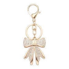 Sparkly Rhinestone Bow Keychain, Cute Butterfly Key Chain, Gold  Letter I