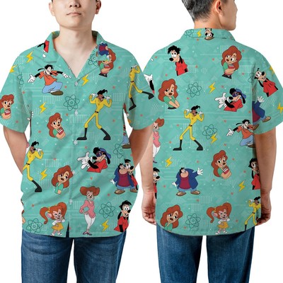 Powerline A Goofy Cartoon Max Goof Roxanne Pete Peg Goof Troop Hawaiian Shirt