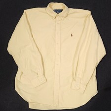 Polo Ralph Lauren Oxford Button Down Shirt 17.5-34/35 Yellow Flesh Pony Logo