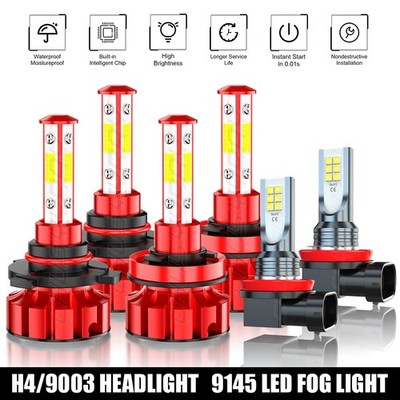 For GMC Terrain 2010-2015 6x Combo LED Headlight Hi/Lo Beam + Fog Light Bulb C9B