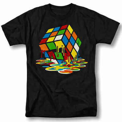 Melting Rubik Cube Optical Illusion Abstract Puzzle Graphic Unisex T-Shirt Tee
