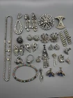 Vintage Estate Lot Of Rhinestone Mix Costume Jewelry Screw Back Earrings Antique