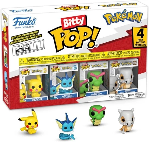 Funko Pop! Bitty: Pokemon - Pikachu, Vaporeon, Caterpie, and Cubone 4-Pack