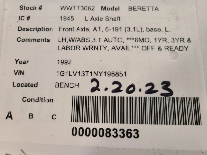 Driver Axle Shaft Front Axle Automatic Transmission Fits 92-94 CAVALIER 1675967 - Image 4 of 4