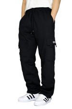 DREAM USA Men's Heavyweight Fleece Cargo Sweatpants Large Black