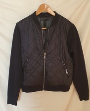 Massimo Dutti Quilted Bomber Jacket Black Size L Fits M New Without Tags