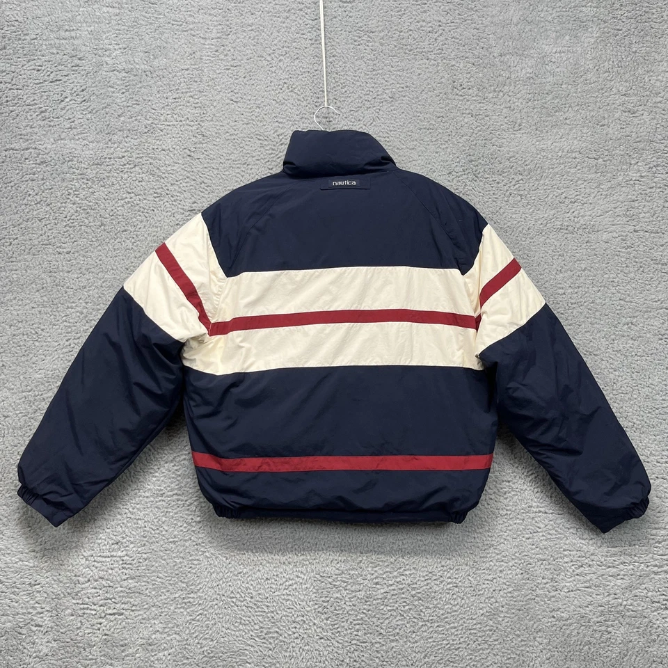Винтажный Nautica куртка мужская XL темно-синий Colorblock двусторонний вниз пуховик утка 90-х - Изображение 2 из 4