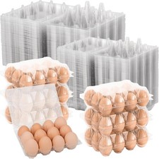 Egg Cartons 100 Packs, Plastic 3X4 Grids, Clear Egg Cartons Cheap Bulk for 12 Eg