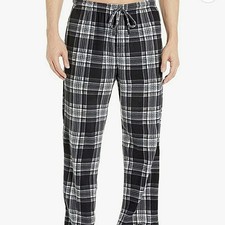 Mens Black Gray Plaid Flannel Pajama Pants M 32-34 Lounge Sleepwear NWT