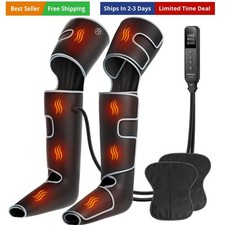 Leg Massager with Heat and Compression, 3-in-1 Foot Calf Thigh Massager for...