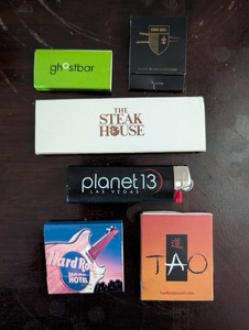 Iconic Las Vegas Matchbooks (5) & Lighter in Excellent Condition 