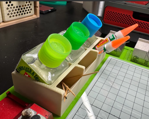 Glue Holder for Tamiya Cement 3 Bottle Anti Spill Stand with Toothpick Tray