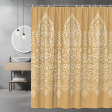 Elegant Floral Shower Curtain in Cream and Gold Design