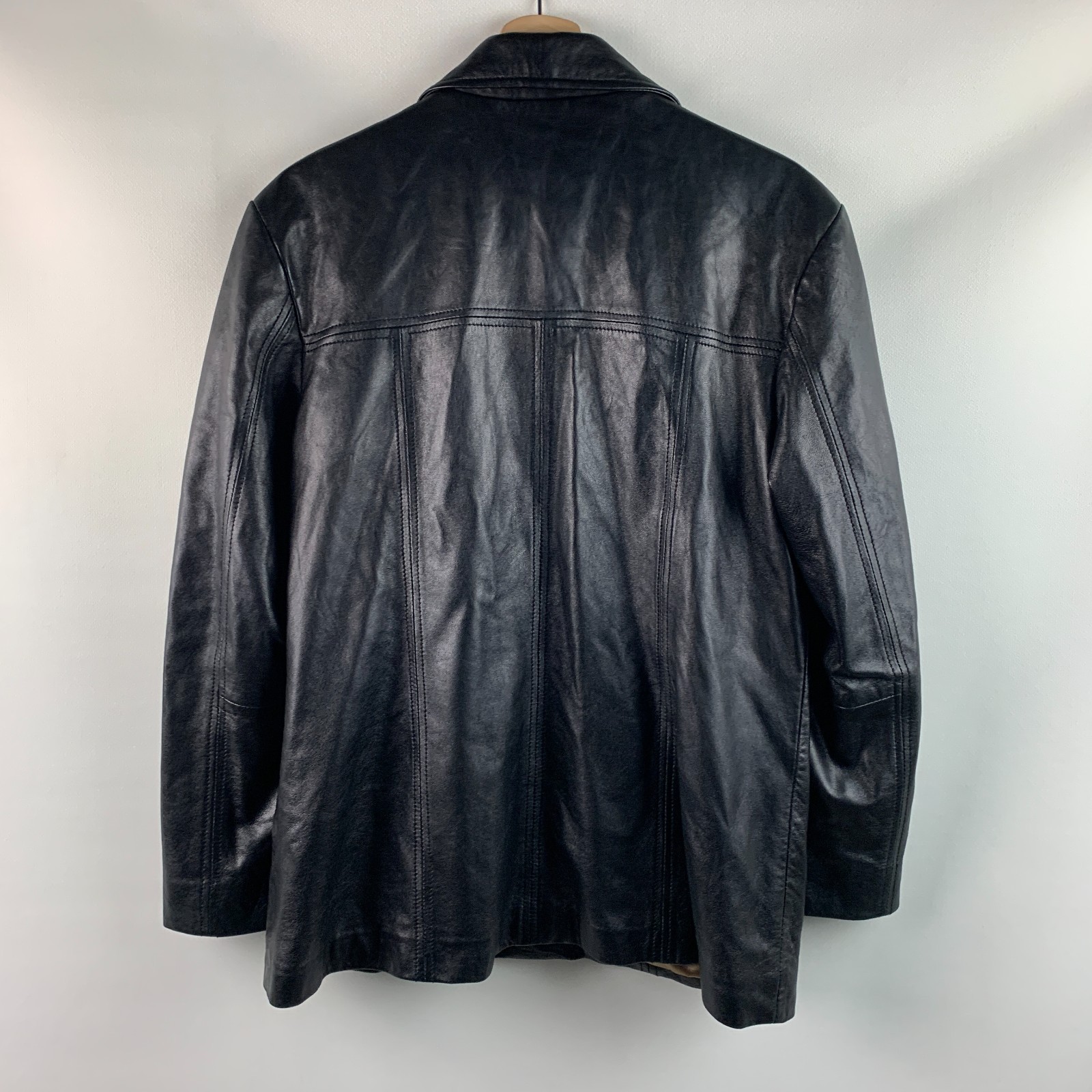 Kasper Jacket Brown Leather Collared Buttons Pock… - image 2