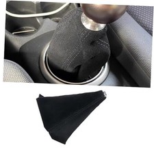Car Shift Boot Cover, Suede Leather Shift Knob Boot Dust Cover, Black Black