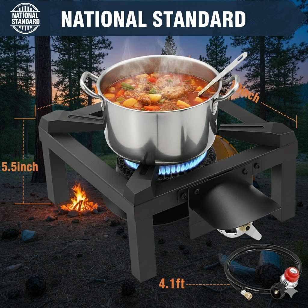 High Output Propane Outdoor Burner Single Stove Heavy Duty Camping Cooking Gas