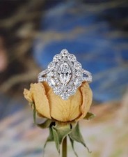 Art Deco Antique Vintage 1.30 Ct White Diamond Wedding Ring 925 Sterling Silver