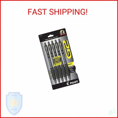 Pilot G2 Premium Gel Pens, Black Pens, Bold Point 1 mm, Pack of 5, Black