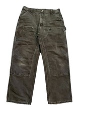 Vintage Carhartt DKB brown double knee work wear carpenter pants Faded 34x30