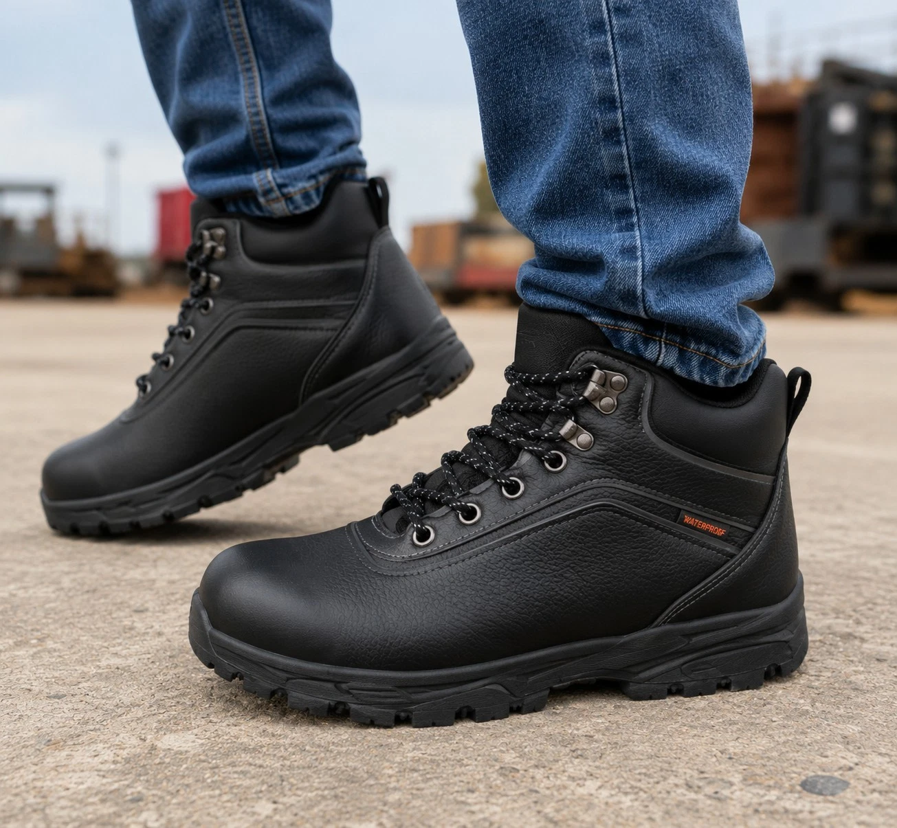 NWT Men’s Black Waterproof Hiking Boots Trail Outdoor Lace Up Ankle Boots Size10