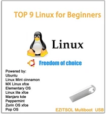 32GB Linux bootable USB w/ 9-in-1 Linux incl. Ubuntu,Mx Linux,Linux Mint etc