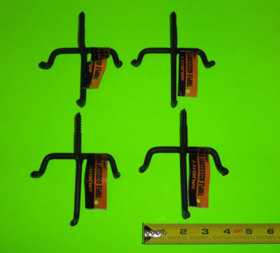 (4x) MUDDY Triple Accessory Screw-In Hook Tree Stand Rubber Coated Metal 30#Cap.