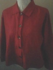 Chicos Design Pure Silk Bright Red Jacket "bird" Design ( On Back). Sizel.