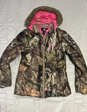 Mossy Oak Pink & Camo Jacket Womens Small Removable Hood Insulated Hunting Coat