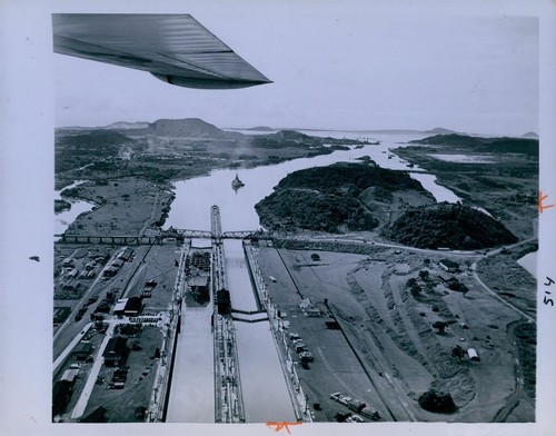 1957 Pedro Miquel Locks in Panama Canal Press Photo
