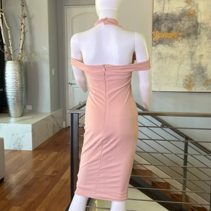 Nookie Hollywood Midi Dress in Blush Pink | eBay